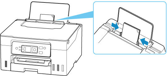 Move the right paper guide and adjust the guides to both edges of the paper stack