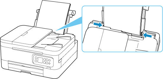 Slide the right paper guide to align both guides with the sides of the paper stack