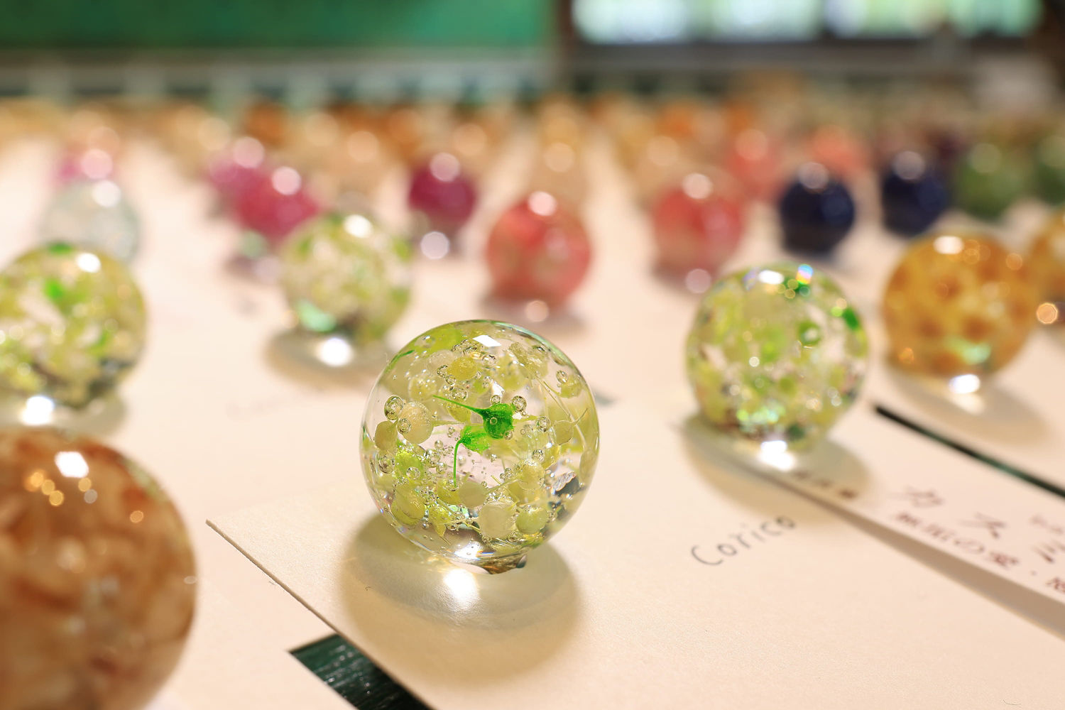 Multiple Colored Marbles Lined Up