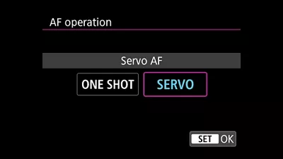 Servo AF Menu