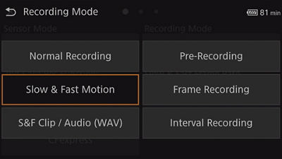 Recording Mode Menu
