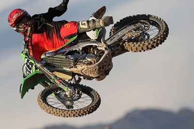 Person Mid-Air on a Motorcycle