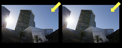 Side by Side Images Comparing Picture of a Building