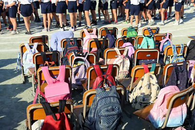 Backpacks on Chairs