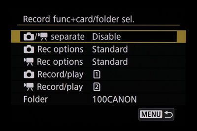 Record Function - Separate Camera Disable