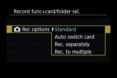 Record Function - Recording Options Standard