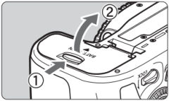 キャノンEOS70D バッテリー取説付 Installing and removing the battery on the EOS 70D