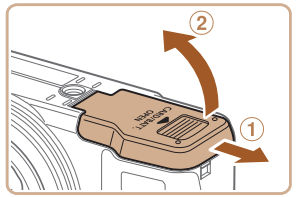 Installing and removing the card and battery on the PowerShot G16