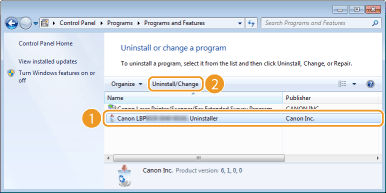 Uninstalling the software on Windows (LBP6230dw)