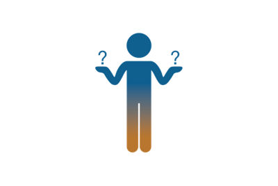 A person with question marks on either side 