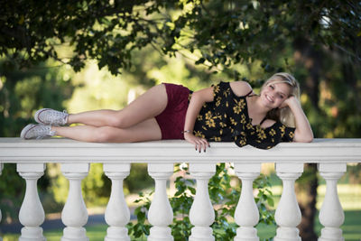 Girl posing on balcony