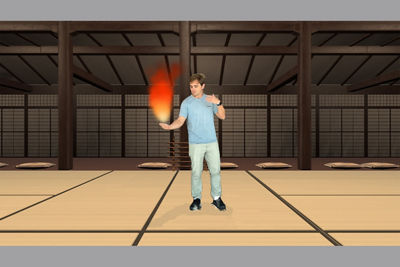 Person Holding a Virtual Flame