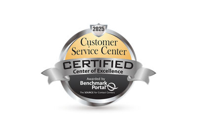 Image of the Customer Service Center Certified 2025 Center of Excellence Award
