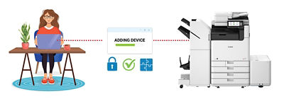 woman at desk on the left with an imageFORCE device on the right