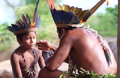 Two Native American Performing a Ritual
