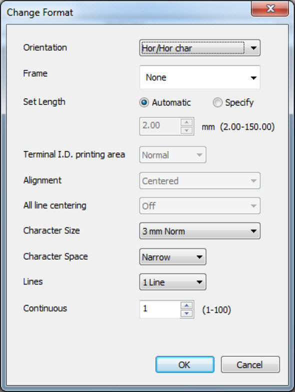 Mk2600PC - Format Settings