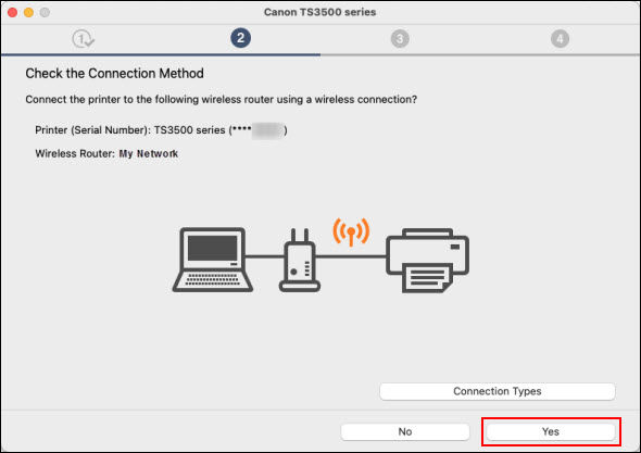 Select Yes (outlined in red)