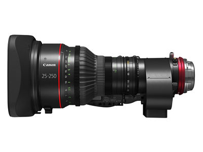 Canon Cine-Servo 25-250mm - Left with servo and hood