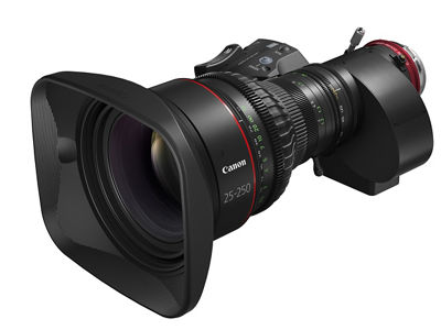 Canon Cine-Servo 25-250mm - Slant with servo and hood