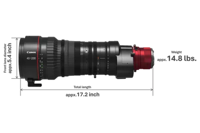CINE-SERVO 40-1200mm T5.0-10.8 - Side View with Dimensions