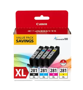 CLI-281 XL Black, Cyan, Magenta & Yellow 4 Ink Pack