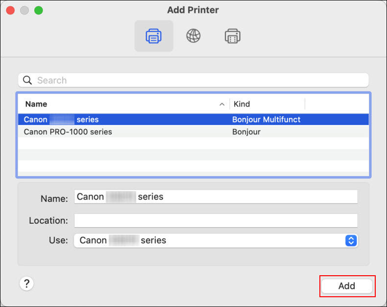 Click Add (outlined in red)