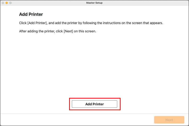 Click Add Printer (outlined in red)