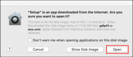 Click Open (outlined in red)