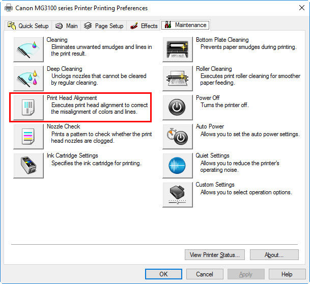Aligning the Print Head from a Windows Computer - MG3120 / MG3122