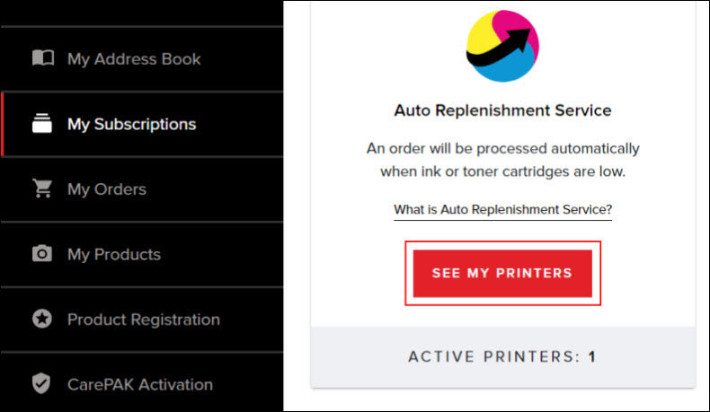Registering or Canceling the Printer with the Auto Replenishment Service