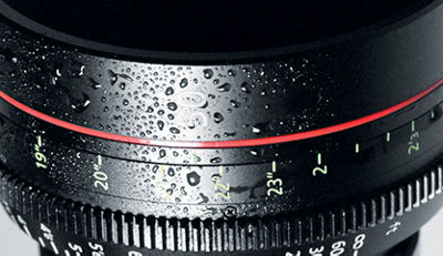 image of lens with water droplets on it