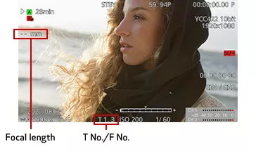 Side view of woman with lens information