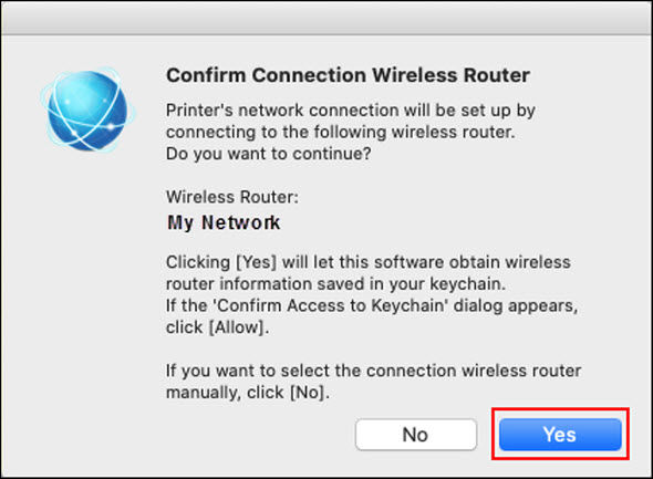 Confirm that your router appears in this window, then click Yes (Outlined in red)