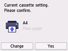 Confirm that the paper size on the touch screen matches what is loaded in the cassette