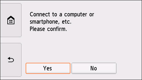 Easy wireless connect screen: Select Yes