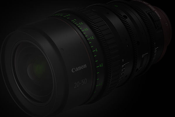 Canon cinema zoom lens 20–50mm with illuminated focus marking