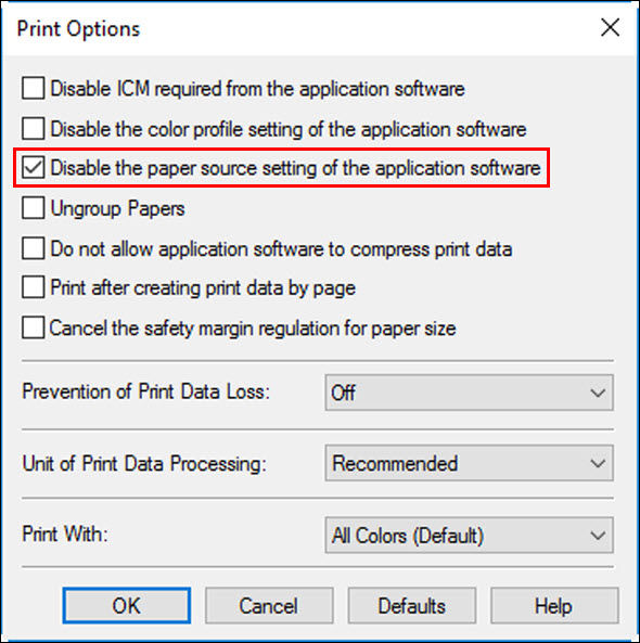 Paper Feeds from Wrong Feed Source (Windows)