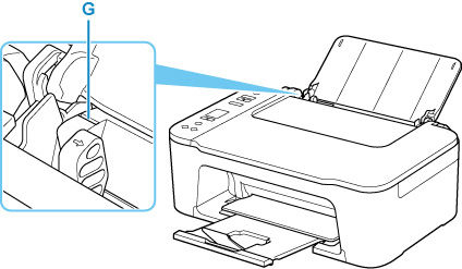 Don't load sheets of paper higher than the load limit mark (G)