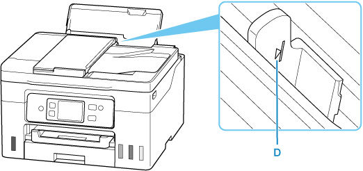 Do not load envelopes beyond the load limit mark (D)