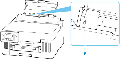 Don't load sheets of paper higher than the load limit mark (F)
