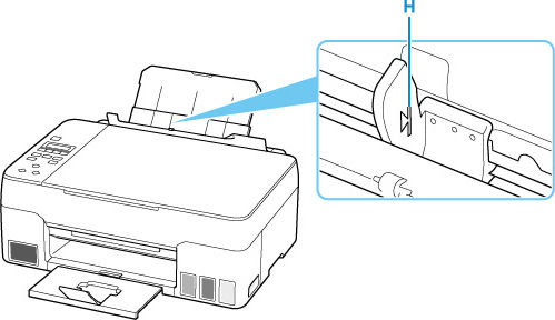 Don't load sheets of paper higher than the load limit mark (H)