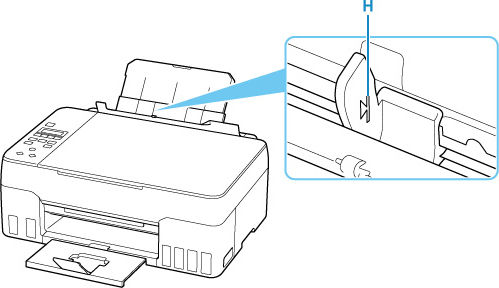 Don't load sheets of paper higher than the load limit mark (H)