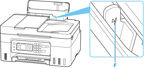 Do not load sheets of paper higher than the load limit mark (F)