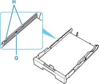 Don't load sheets of paper higher than the load limit mark (G)