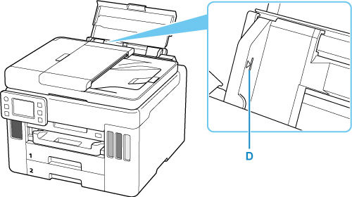 Don't load envelopes higher than the load limit mark (D)