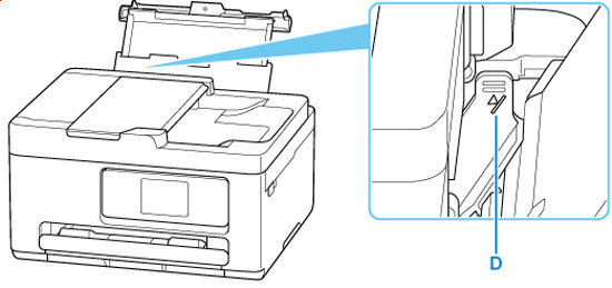 Don't load envelopes higher than the load limit mark (D)