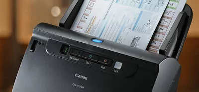 Close-up of Canon document scanner