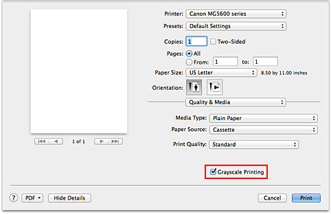 Print in Grayscale (macOS) - MG5620