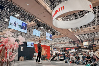 Lindsey at a Canon Booth