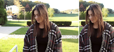 Collage of photo of girl, cropped and uncropped